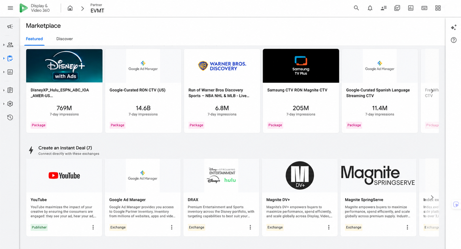 Programmatic inventory and DV360-style media planning visual